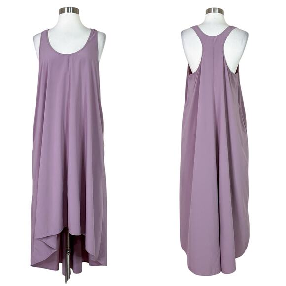 Athleta | Persidio Mauve Flowy Asymmetric High Low Racerback Pocket Midi Dress M - Picture 11 of 11